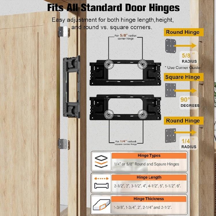 Door Hinges Jig Door Hinge Routing Jig Door Hinge Mortiser Kits Template for 2-1/2inch-6inch Length 1-3/8 to 2-1/2