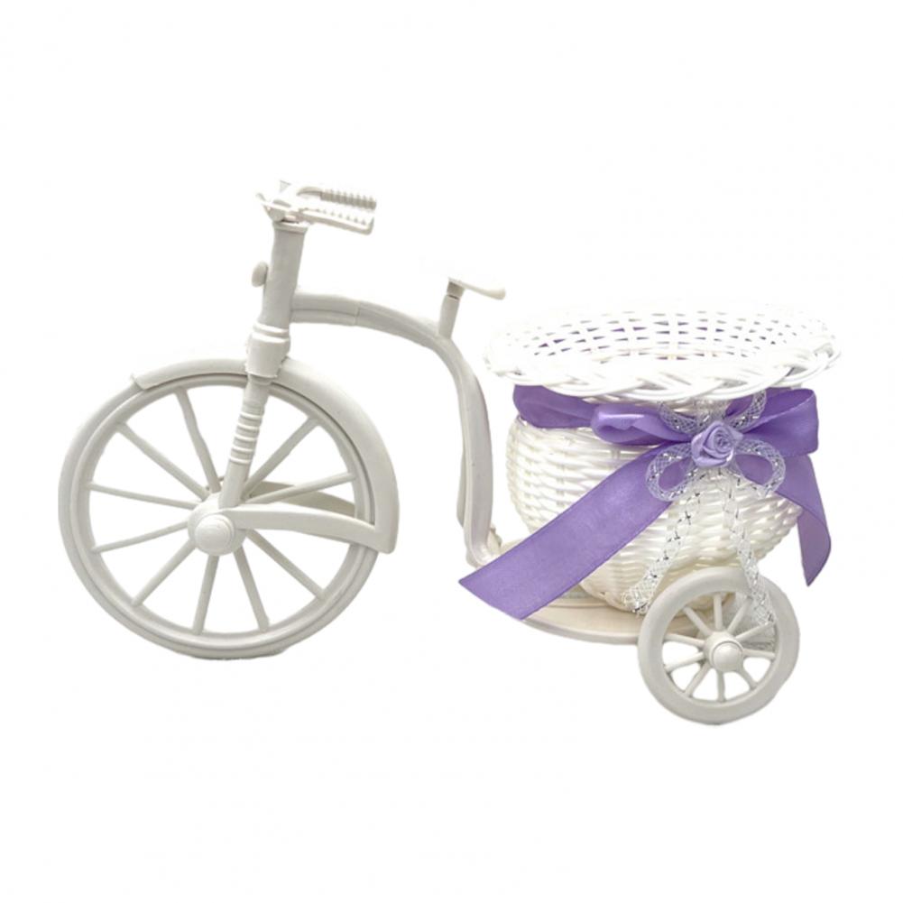 

Підставка для квітів Плетений кошик Дизайн трицикла Кошик для квітів Декоративний плетений кошик для зберігання для дому Весільний центральний елемент столу фіолетовий