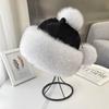Women real fox fur hat Winter warm ear-protecting princess fur straw hat Girl outdoor thickened whole fur rex rabbit fur ski hat