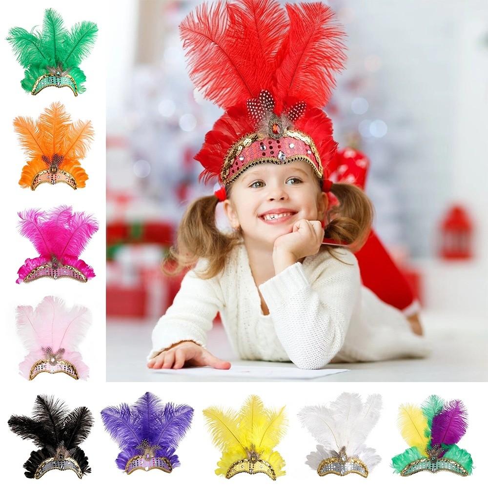 Colorful Feather Headpiece Brazilian Carnival Stage Performance Feather Headdress Decorative Stage Headpiece