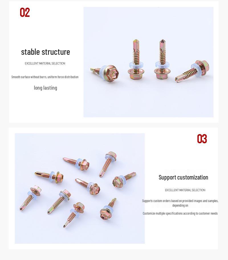 Color Zinc Phillips Hex Head Self-Drilling Screws with Washer