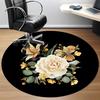 1pc Cream Rose Arrangement Chair Carpet for Office, Round Non-Slip Durable Large Size Office Carpet, Suitable for Office, Beautiful Decoration