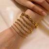 2/3/4/5/8mm Classic Twist Rope Chain Bracelet for Women, Not Fade Gold Color Stainless Steel Bracelet, Simple Fashion Jewelry
