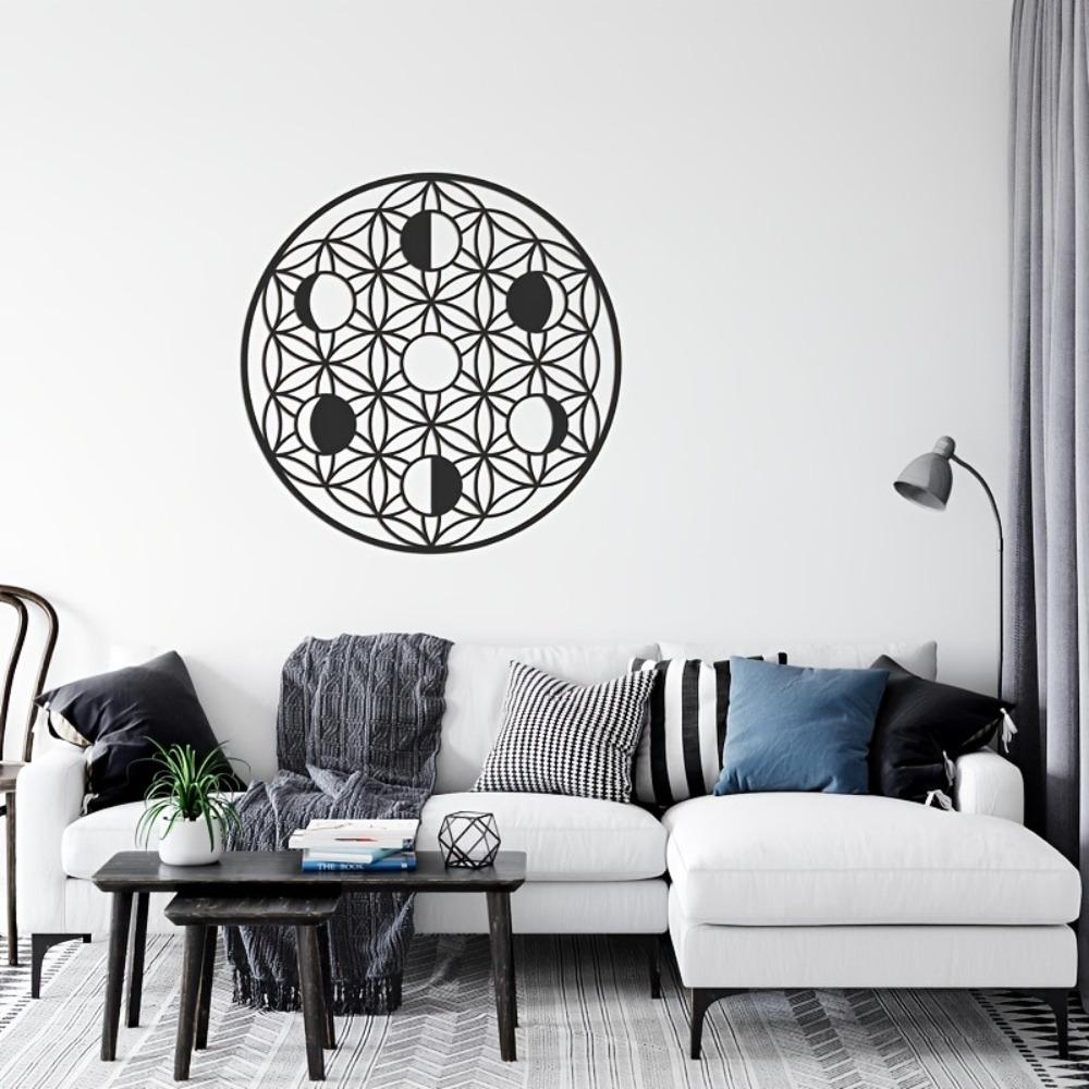1pc Moon Phase Metal Wall Art Sacred Geometry Yoga Decor Golden Silvery Black Home Scene Themed Party Decoration Housewarming Gift
