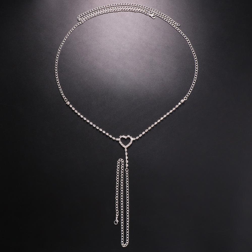 Dual Layer Heart Waist Chain for Women Sexy Nightclub Rave Festival Accessories Rhinestone Body Chain Bikini Jewelry