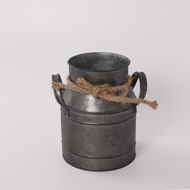 Retro-Style Milk Jug Shaped Iron Flower Bucket for Dried Arrangements