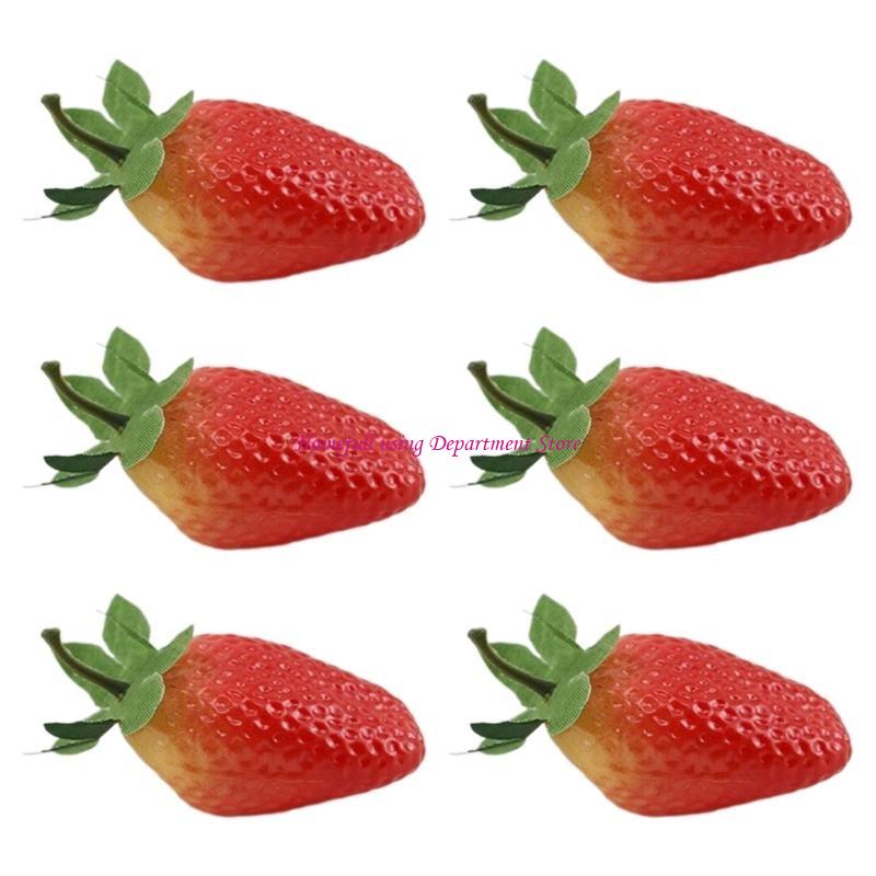 

6Pcs Artificial Fruit Simulation Fruit for Photography Props, Kitchen Diaplsy суничний
