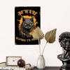 Funny Vintage Cat Warning Sign Boho Retro Metal Wall Decor for Home Bar Kitchen