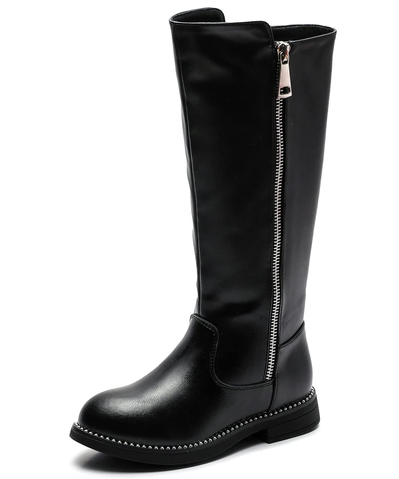 

Ботинки PPXID с боковой молнией для легкого надевания и снятия, удобные для ходьбы, идеально подходят для и повседневной носки, размер для девочек, до колена, на молнии, без, водоотталкивающие, в, чёрный