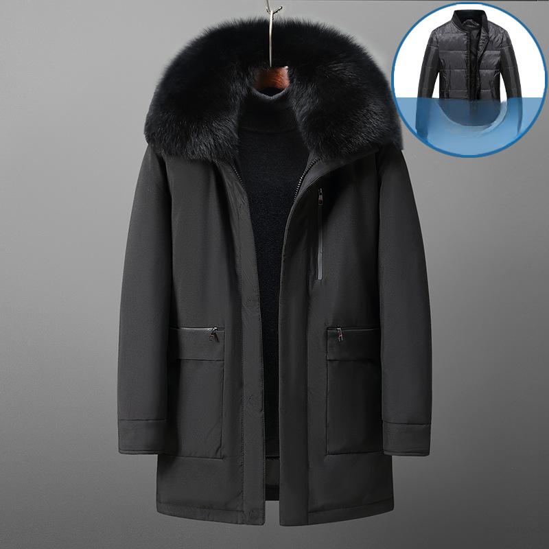 Middle-aged and Elderly Dad's Down Jacket Winter Men's Down Jacket Mid-length Thickened Large Size Jacket Casual Men's Fashion Trend