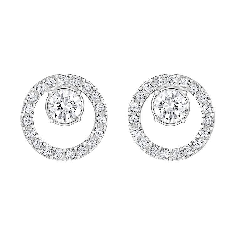 Swarovski Creativity Circle Rhodium Plated Creativity Earrings Women earrings White 5201707 Box (Random Color)
