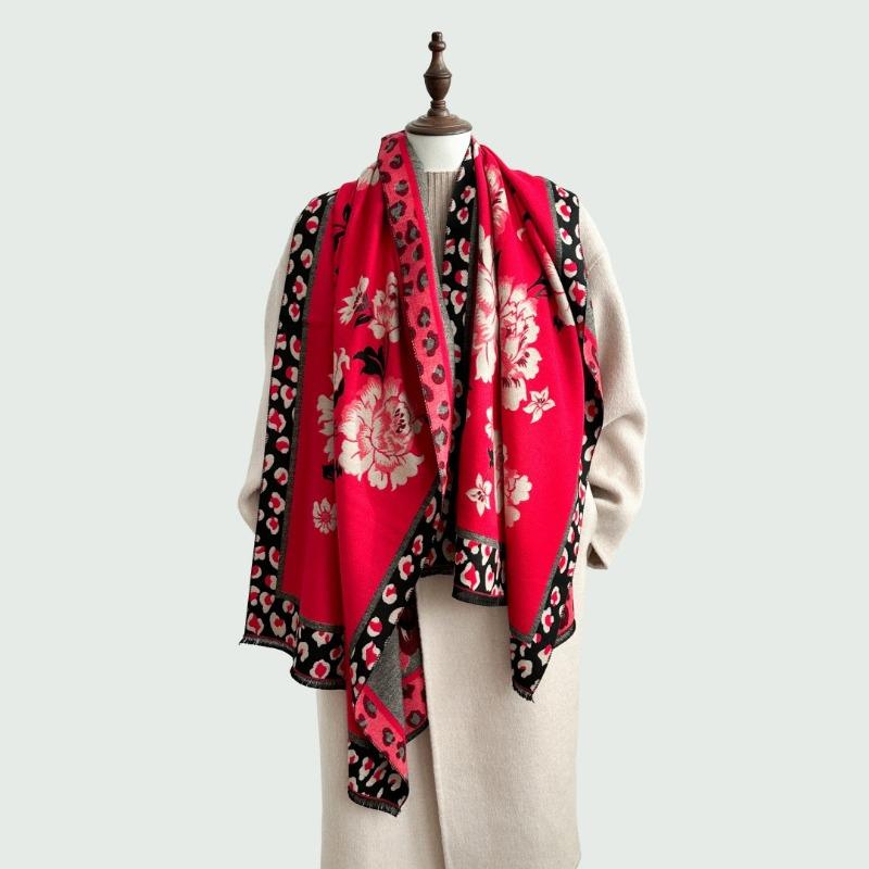 Retro Jacquard Scarf Girl Mother Gift Autumn and Winter Imitation Cashmere Warm Thickened Versatile Scarf Shawl Dual-purpose