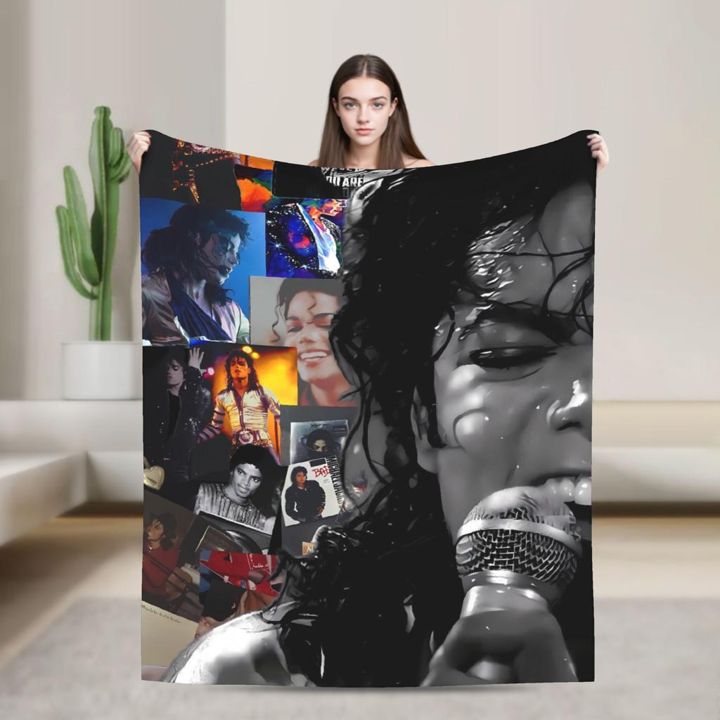 Michael Jackson Blanket Soft Warm Graphic Plush Throw Blanket For Bedroom Travel Flannel Bedspread Bed Cover