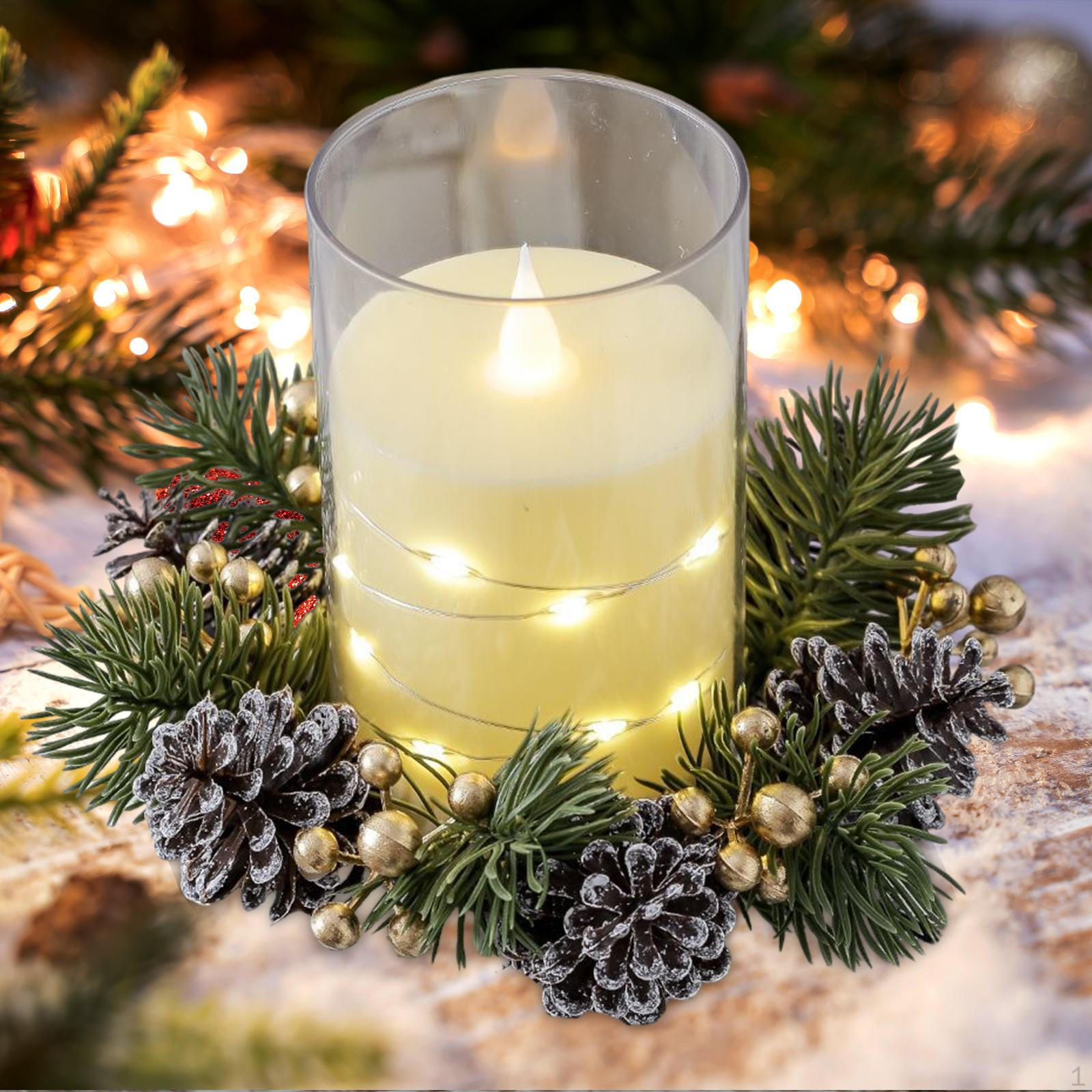 

Різдвяна свічка Кільце Вінок Штучні ягоди Приналежності Стовп для прикраси столу Gold