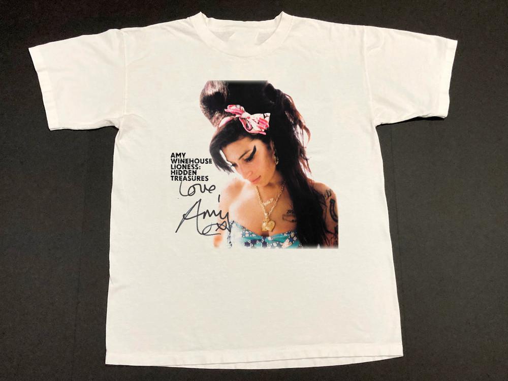 

Коллекция Amy Winehouse Футболка с коротким рукавом Подарок для фаната Белая S-5XL Унисекс Футболка S