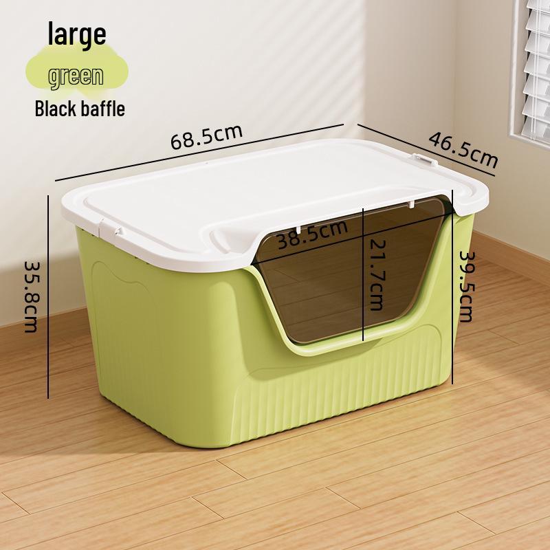Oversized Splash-Proof Semi-Enclosed Cat Litter Box
