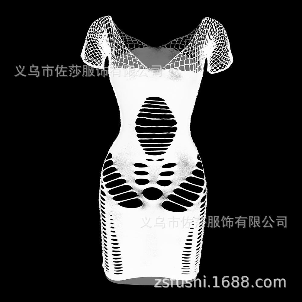 Sex underwear sexy fishing net mesh hip skirt one-piece tube top hollow perspective set