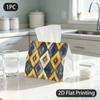1pc Tissue Box, Ikat Style Diamond Forms Bold Contrast Pattern, 2D Flat Printing, Polyester Material, Easy To Carry, Tissue Dispenser, for Your Worksp