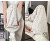 Korean Floral Wide-Leg High-Waist Drawstring Pants for Women - Spring/Summer