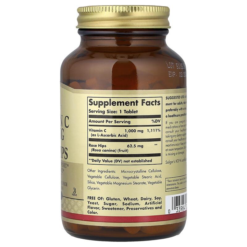 Vitamin C With Rose Hips, 100 Tablets