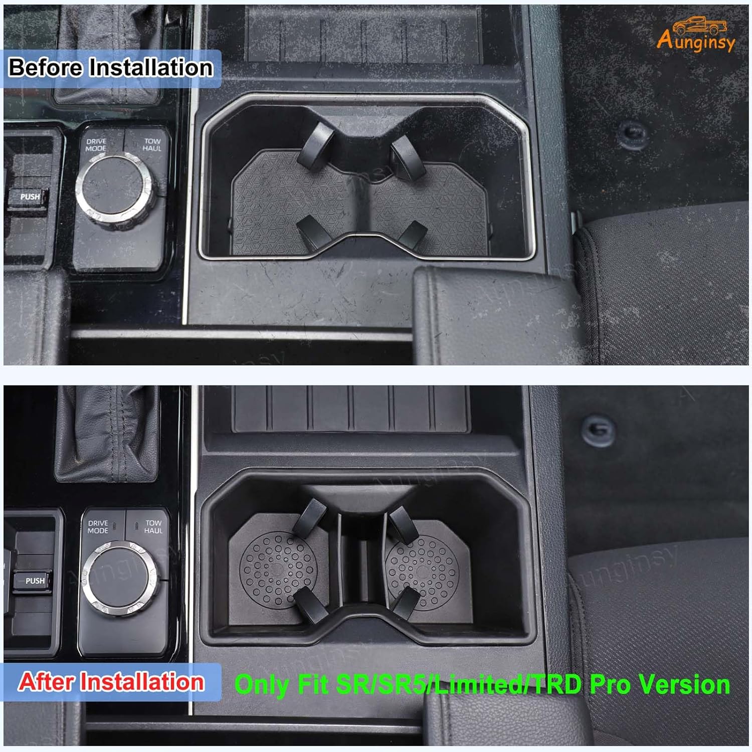 Aunginsy Center Console Cup Holder Protector Compatible with Toyota Tundra 2022-2026, Car Central Control Front Gear Shifter Drink Cup Holder