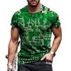 Summer Round Neck 3D Circuit Board Print T-shirts Fashionable Casual Short Sleeved Men's T-shirts
