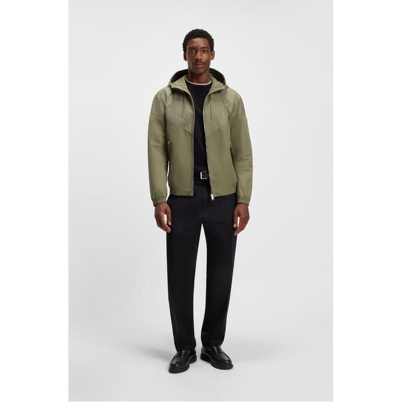 BOSS Men's Washable Poplin Hooded Jacket