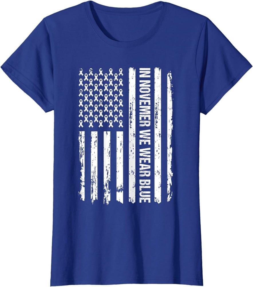 In November We Wear Blue Flag T1D Type 1 Diabetes Ladies  Crewneck T-Shirt Unisex T-Shirt XXL