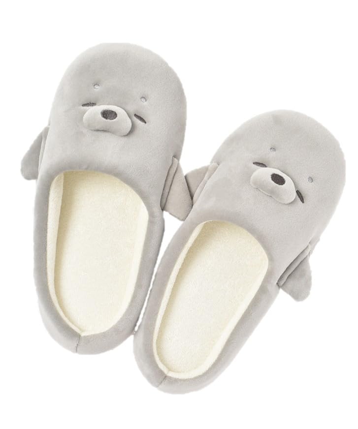 Bleu Bleuet Sea Creature Size M Women's Slippers, (23.0-24.5cm) (Seal Design)