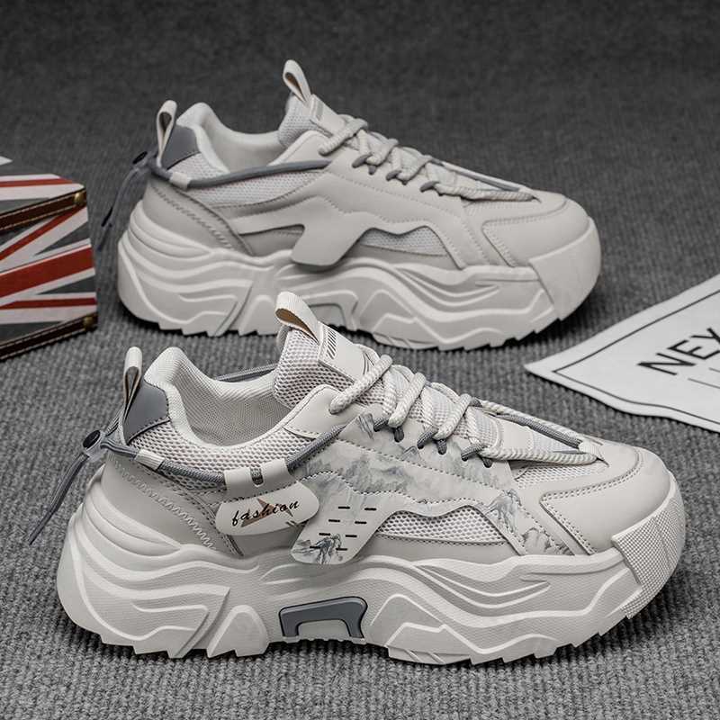 Baskets Plateforme Homme Automne Nouveau Extérieur Antidérapantes Respirantes Chaussures Décontractées Confortables Augmentation de Hauteur à Lacets Chaussures Vulcanisées