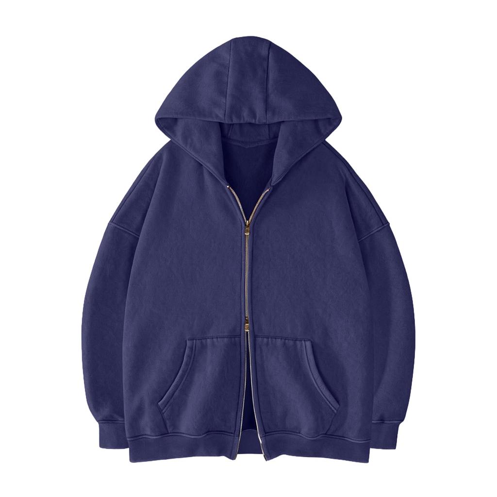 Women's Casual Color Zip-Up Hoodie Sweatshirt for Everyday Wear