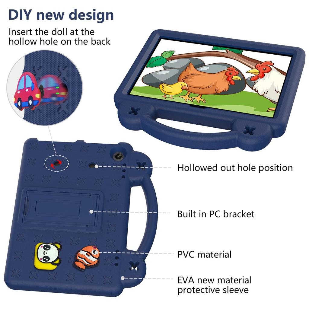 For Amazon Fire HD 8 (2024) Case Kids Cartoon Patterns Hand Grip Kickstand Tablet EVA Cover