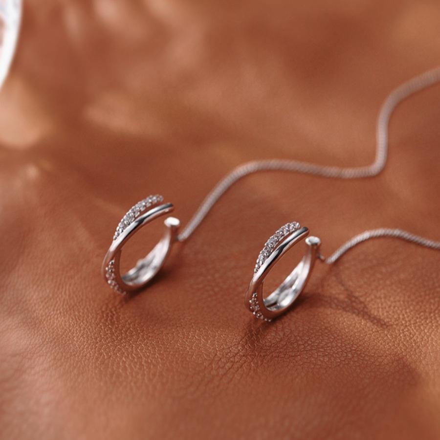 2pcs Set Women's Fashion Pendant Earrings, Long Tassel Lightweight Drop Earrings, Inlaid with Synthetic Synthetic Zirconia