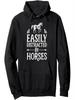 Unisex Easily Distracted by Horses Funny Horse Print Hoodie - Black Casual Pullover with White Graphic, Long Sleeves, Regular Fit, All-Season Comfort,