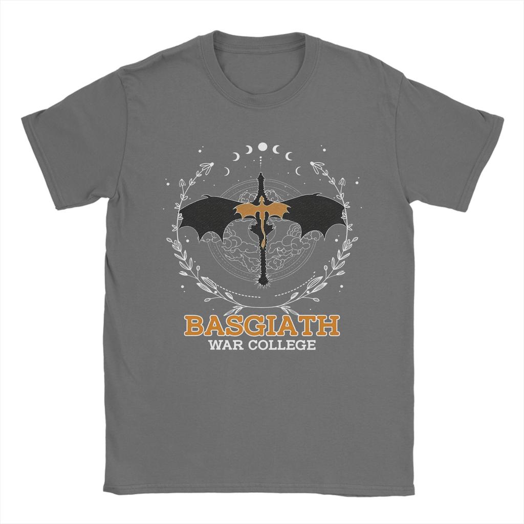 Fourth Wing Basgiath War College T-Shirt Men's Cotton Clothing Retro  O-neck Short Sleeve