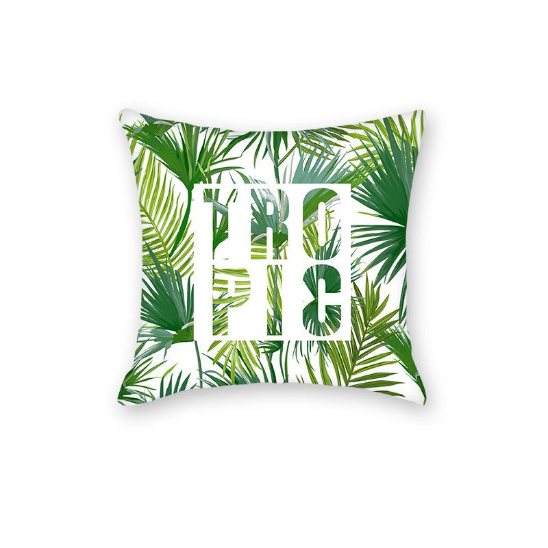 Natural Style Green Leaves Rainforest Pillow Home Sofa Printed Letters Green Cushion Pillow Cover