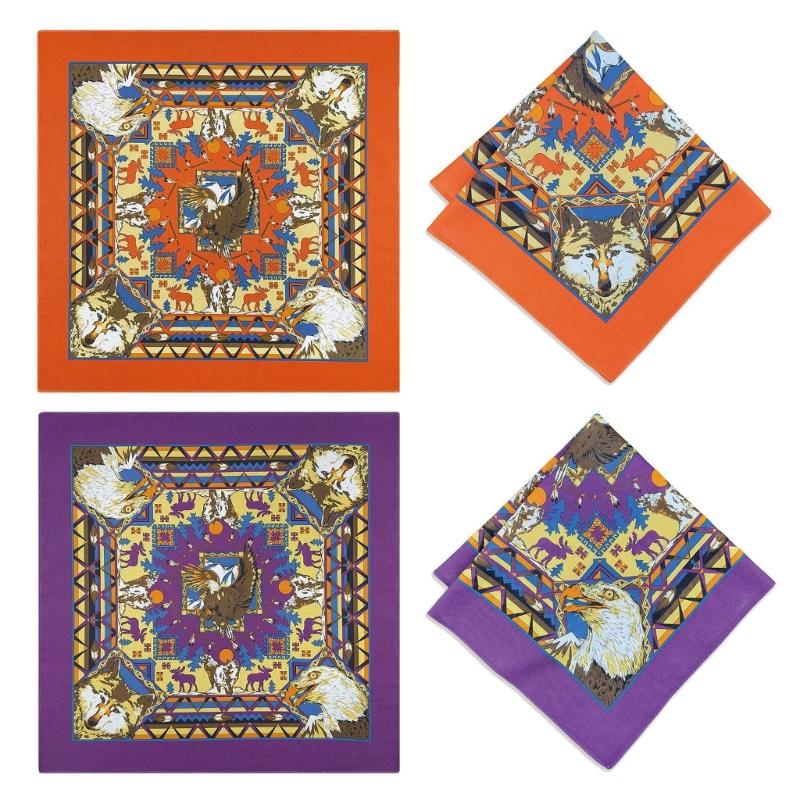 Vintage Print Squared Headscarf Paisleys Bandana Pattern Square Head Scarf for Cycling and Hiking