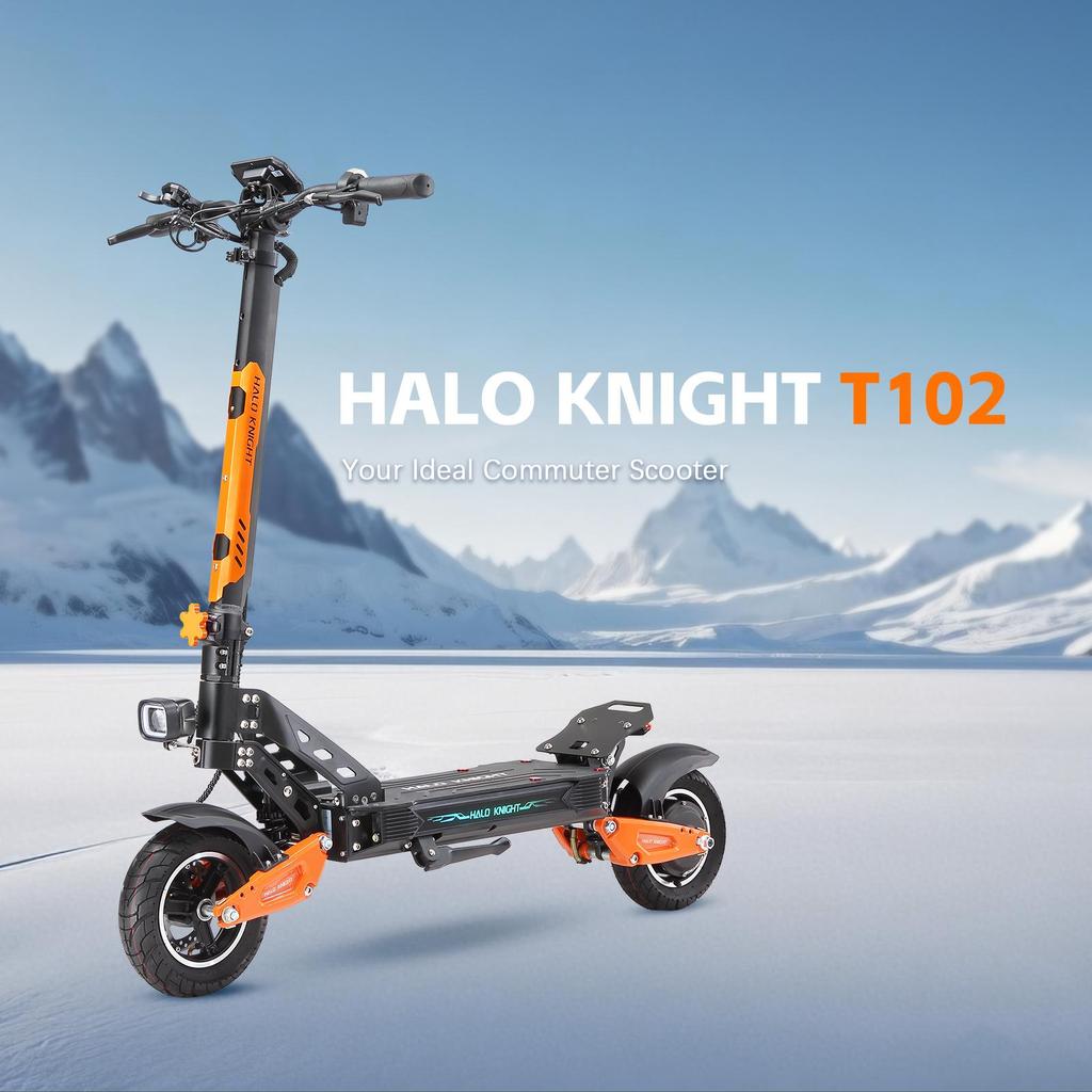 Halo Knight T102 Electric Scooter 10 Inch Tires 1200W Motor 52V21Ah Battery 50km/h Max Speed 45km Max Range Dual Suspensions