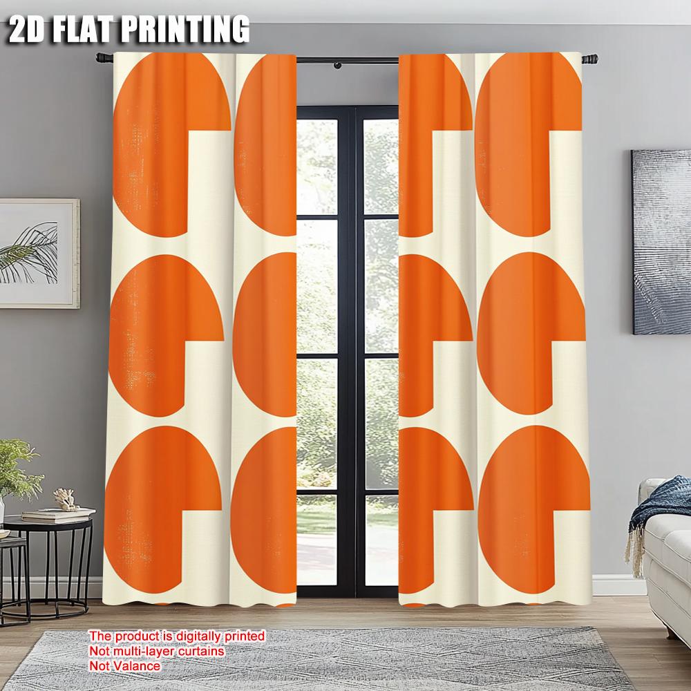 2pcs, Curtain Set 2D Print Modern Abstract Geometric Versatile Polyester Fabric (without Rod) Thermal Insulation, and Room
