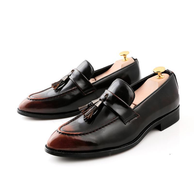 

Men s Shiny Leather Pointed Toe Slip-On Loafers - Spring 2022 Collection 38