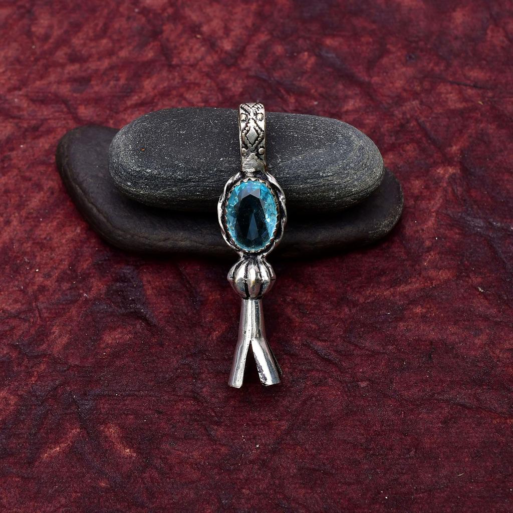 Awesome Aquamarine Gemstone Pendant: 925 Sterling Silver Handmade Pendant Necklace Jewelry