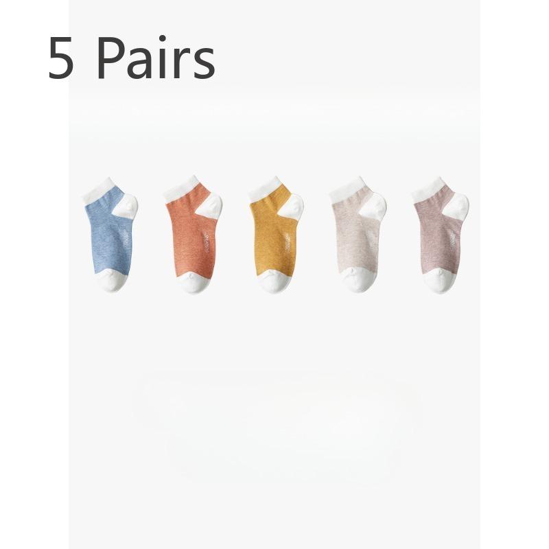 

5 пар женских тонких носков из чистого хлопка для весны и лета, бесшовные, сетчатые, дышащие и влагоотводящие, короткой длины 5 Pairs