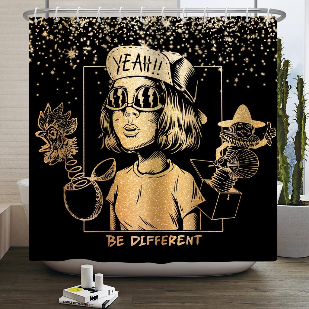 Afroamerikanische Frau Duschvorhang Sexy Schwarzes Mädchen Dame Inspirierend Königin Abstrakt Boho Wasserdicht Badezimmer Duschvorhang