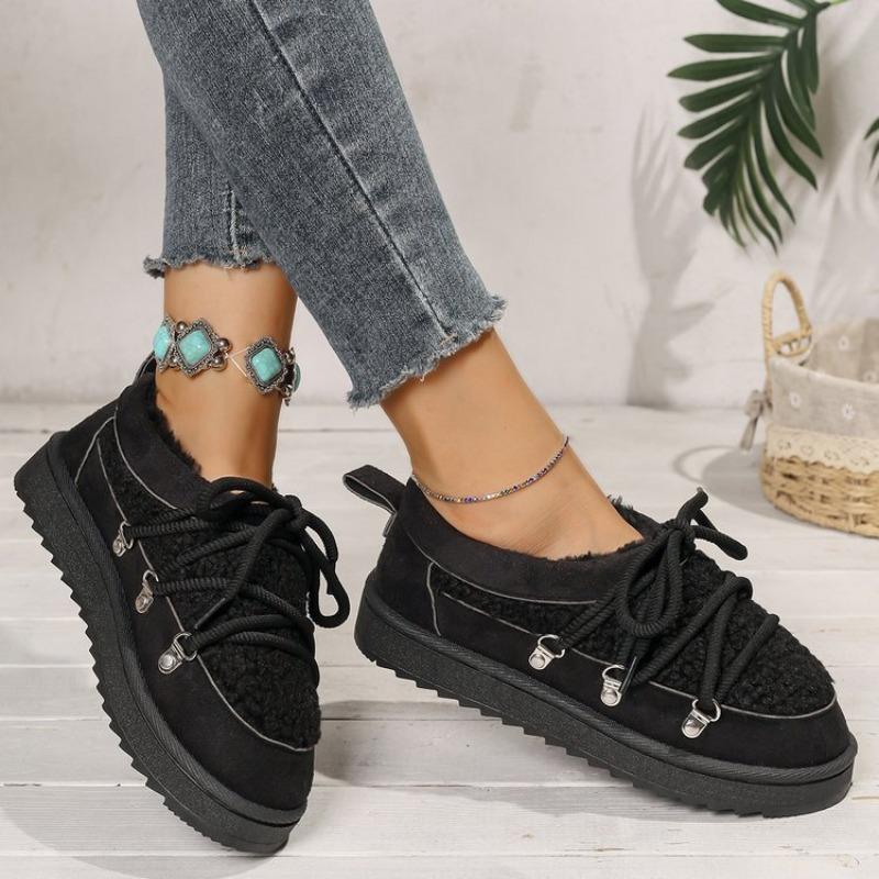 Autumn and winter new large-size thick-soled snow boots for women, piled and thickened cotton shoes for women