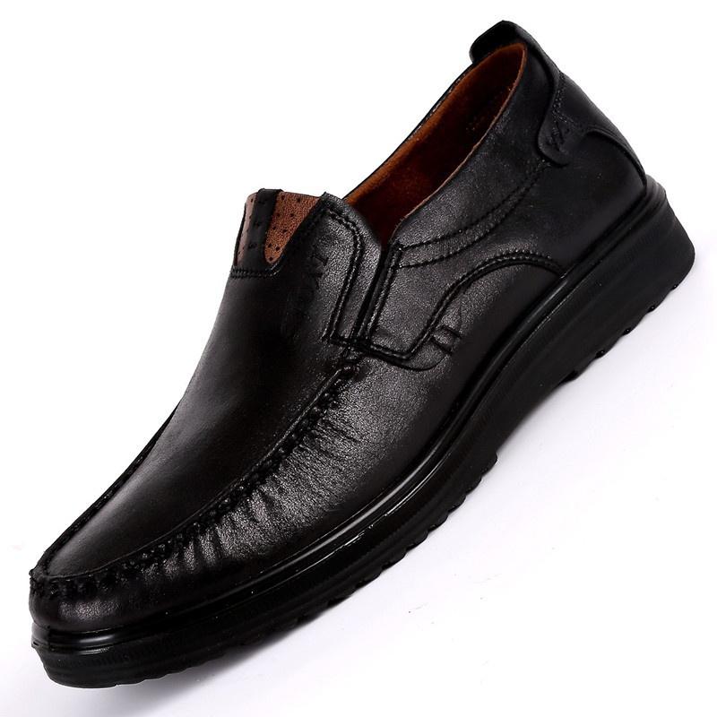 Men's Casual Genuine Leather Shoes Breathable Comfortable Men's Loafers Business Oxford Leather Flats Shoes Breathable Dad Shoes