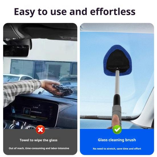 Cleaning Brush with Telescopic Handle 26-41cm Multi-Functional Microfiber Car Window Cleaner for Defrosting Defogging Soft Lint-Free Head Non-Slip