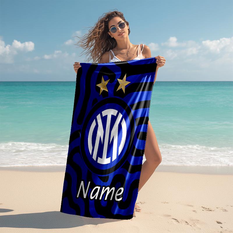 Personalized Customized Proof Beach Towel with Inter Milan Pattern - Soft, Absorbent,quick-drying,perfect Swimming,camping&bathing