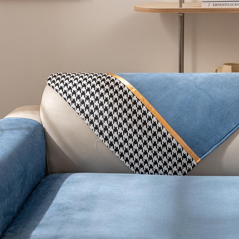 Nordic Plaid Chenille Sofa Abdeckung Samt Ecke Liege Couch Schutzhülle Schnittsofas Kissen Für Wohnzimmer