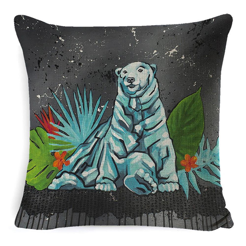 New Pillow Linen Wild Nature Animal Car Lumbar Pillow Pillow Case Office Lumbar Pillow Home Pillow
