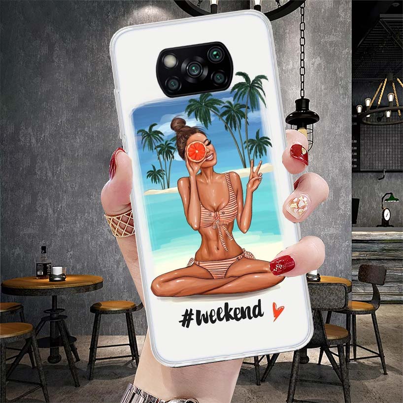 

Girl Flamingo Summer Beach Phone Case For Xiaomi Redmi 15C 15 13C 13 Poco X5 X6 X7 F7 Ultra M7 12C 12 10 10C 9C 9A 9T 9 Fundas P Redmi 13
